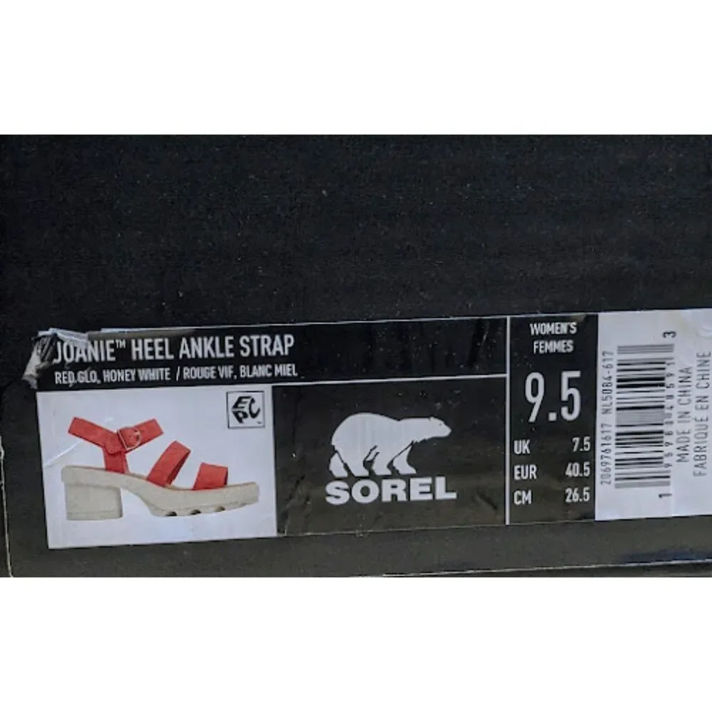 SOREL Red Glo Joanie Heel Ankle Strap Platform Sandals Women's 9.5 NIB